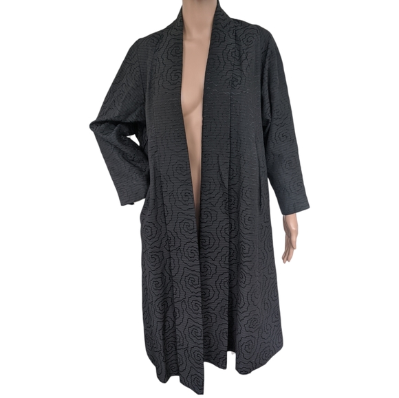 Black Open Front Coat Vintage Swing Jacket 50s Midcentury M - Picture 4 of 10